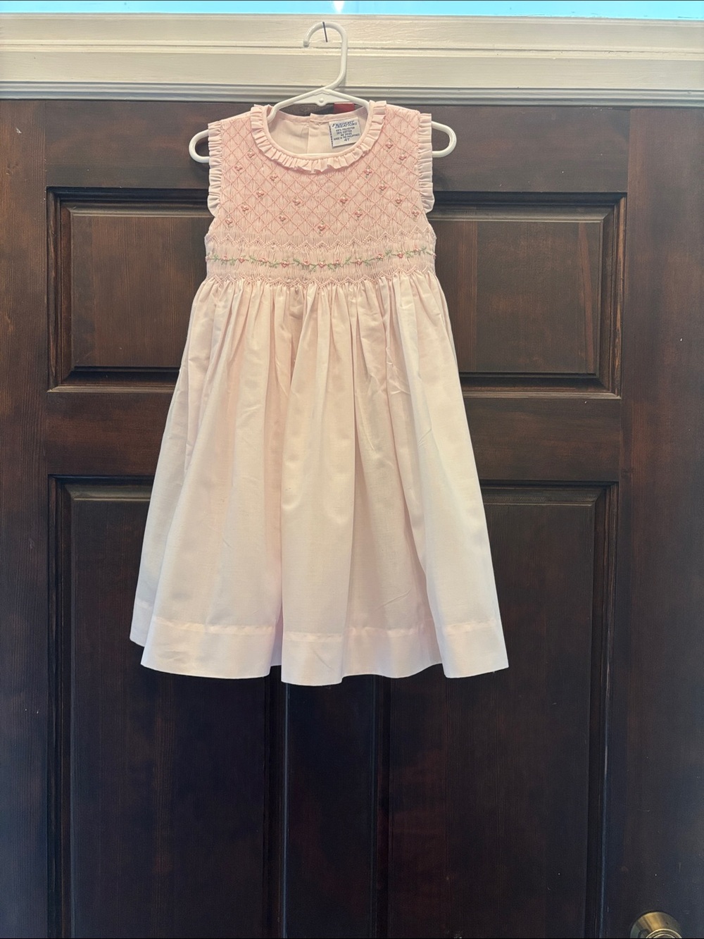 Friedknit Creations Light Pink Smocked Dress with Floral Details